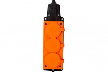 NE-AD Колодка штепсельная 3-гн. С крышками, с/з, 16А, IP54 (каучук), Оранжевый