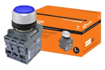 Изображение товара Кнопка MP1-21L(LED) в сборе d22мм/220В 1з+1р синяя TDM