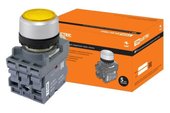 Изображение товара Кнопка MP1-21Y(LED) в сборе d22мм/24В 1з+1р желтая TDM