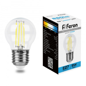 FERON Лампа светодиодная, (9W) 230V E27 6400K прозрачная, LB-509