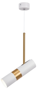 ЭРА Светильник подвесной (подвес) PL33 WH/GD MR16 GU10 потолочный цилиндр белый, золото