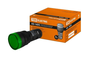 Изображение товара Лампа AD-16DS(LED)матрица d16мм зеленый 230В АС TDM