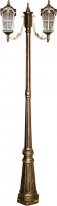 FERON Светильник садово-парковый PL109 столб четырехгранный 2*60W 230V E27, черное золото