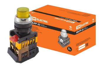 Изображение товара Кнопка ABLFP-22 желтый d22мм неон/230В 1з+1р TDM