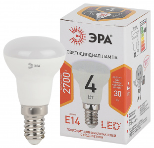 Лампочка светодиодная ЭРА STD LED R39-4W-827-E14 Е14 / Е14 4Вт рефлектор теплый белый свeт