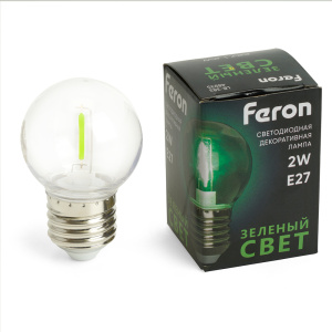 FERON Лампа светодиодная, (2W) 230V E27 зеленый G45 прозрачная, LB-383 от оптового интернет-магазина Макел25.