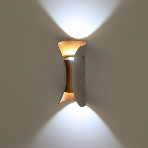 ЭРА Декоративная подсветка WL42 WH+GD светодиодная 10Вт 3500К белый/золото IP54 для интерьера, фасадов зданий