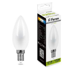 FERON лампа светодиодная свеча филамент, 11W 230V E14 4000K матовая, LB-713 от оптового интернет-магазина Макел25.