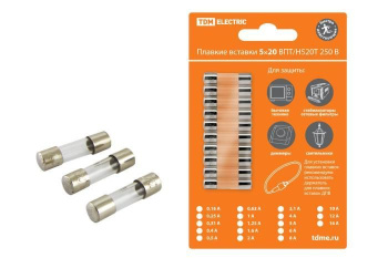 Изображение товара TDM плавкая вставка ВПТ6-7 1А 250В (10 шт.)