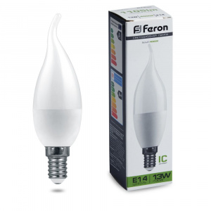 FERON Лампа светодиодная LB-970 Свеча на ветру E14 13W 4000K