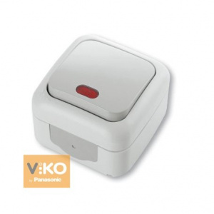 Vi-ko Palmiye выключатель 1 кл. с подсветкой IP54 открытая установка белый