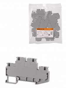 Зажим клеммный безвинтовой ЗКБ быстрого зажима двухуровневый 2,5 мм2 24А серый (Ph-C PTTB 2,5) TDM