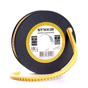 STEKKER Кабель-маркер 3 для провода сеч. 4мм2 , желтый, CBMR25-3 (1000шт в упак)