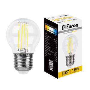 FERON Лампа светодиодная, (15W) 230V E27 2700K прозрачная, LB-515
