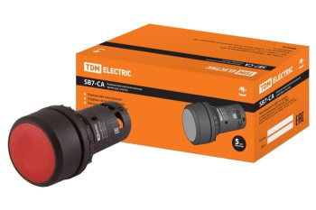 Изображение товара Кнопка с фиксацией SB7-CAL45 d22мм 1з+1р красная TDM