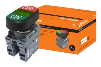 Изображение товара Кнопка двойная MPD3-11G (зеленая/красная) (LED) в сборе d22мм/220В (ON/OFF)  линза зеленая TDM