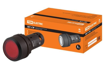Изображение товара Кнопка SB7-CW3462-220V(LED) d22мм, 1р красная TDM