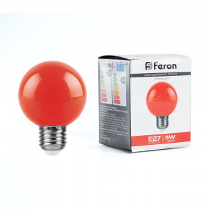 FERON Лампа светодиодная LB-371 Шар E27 3W красный