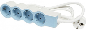 Legrand Удлинитель серии "Стандарт" 4 x 2К+З с кабелем 1,5 м., цвет: бело-голубой