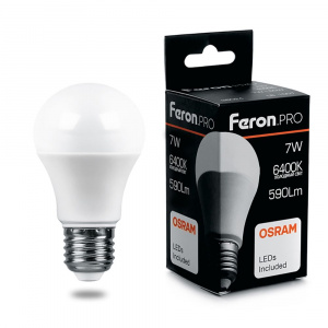 FERON PRO Лампа светодиодная LB-1007 (7W) 230V E27 6400K A55 OSRAM LED*