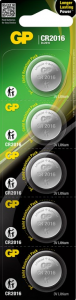 GP Батарейки CR 2016 (литиевый, дисковый, 5шт в блистере)