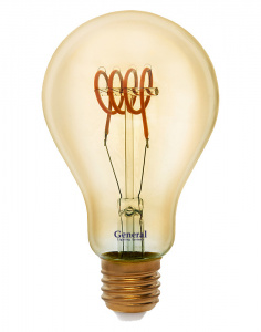 GENERAL лампа светодиодная 6Вт Е27 1800К Золотая GLDEN-A75SS-6-230-E27-1800