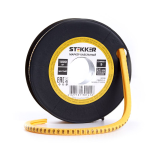 STEKKER Кабель-маркер 9 для провода сеч. 4мм2 , желтый, CBMR25-9 (1000шт в упак)