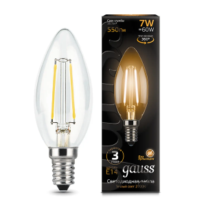 Лампа Gauss LED Filament Свеча E14 7W 550lm 2700К