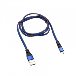 Кабель REXANT USB-microUSB 1 м, плоский провод, синяя джинсовая оплетка