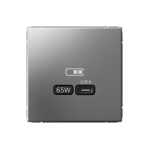 Изображение товара Systeme Electric ARTGALLERY USB РОЗЕТКА тип-С 65Вт высокоскор.заряд. QC, PD, механизм, СТАЛЬ