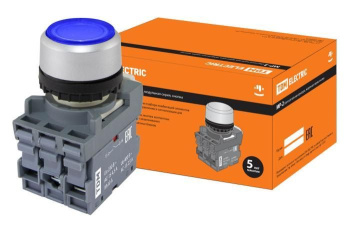 Изображение товара Кнопка с фиксацией MP2-21L(LED) в сборе d22мм/220В 1з+1р синяя TDM