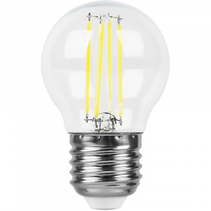 FERON лампа светодиодная шарик филамент, 9W 230V E27 2700K прозрачная, LB-509*