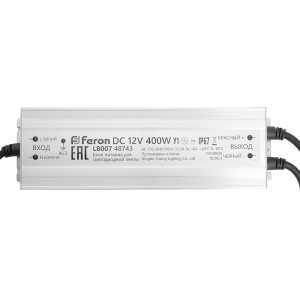 Изображение товара FERON LB007 Трансформатор электронный для светодиодной ленты 400W  12V 245*77*41мм  IP67(драйвер)