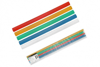 TDM Трубки термоусаживаемые не распространяющие горение, с клеевым слоем, набор 5 цветов (красный, желтый, зеленый, синий, белый) по 2 шт., длиной 1,0 м ТТкНГ(3:1)-39/13