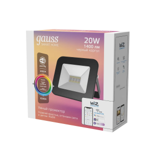 Gauss Прожектор Smart Home 20W 1400lm 3000-6500K 200-240V IP65 черный RGBW+изм.цв.темп.+диммирование LED 1/20