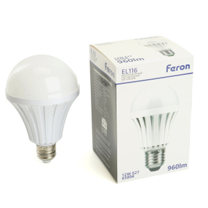 Изображение товара FERON Светильник аккумуляторный, 12W Е27 AC/DC, белый, EL116