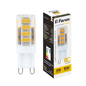 FERON лампа светодиодная LB-432 5W 230V G9 2700K пластик прозрачная от оптового интернет-магазина Макел25.