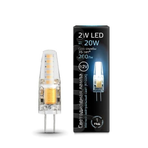 Изображение товара Лампа Gauss LED G4 12V 2W 200lm 4100K силикон
