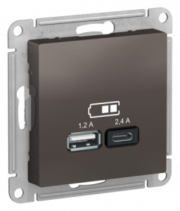 Systeme (Schneider) Electric  ATLASDESIGN USB РОЗЕТКА A+С, 5В/2,4А, 2х5В/1,2А, механизм, МОККО