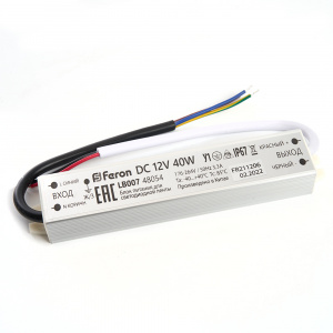 FERON Трансформатор электронный для светодиодной ленты 40W 12V IP67 (драйвер), LB007