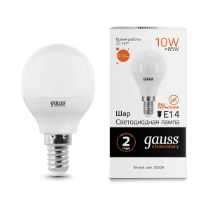 Лампа Gauss LED Elementary шарик 10W E14 2700K