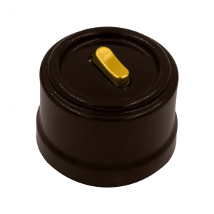 BIRONI Кнопка (одноклавишная), пластик, цвет Коричневый, Золото