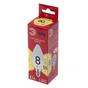 Лампочка светодиодная ЭРА RED LINE LED B35-8W-827-E14 R Е14 / E14 8 Вт свеча теплый белый свет