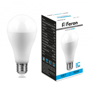 FERON Лампа светодиодная, (30W) 230V E27 6400K A80, LB-130