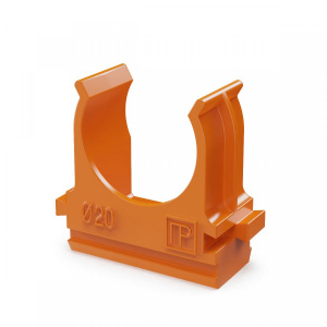 ПРОМРУКАВ Крепёж-клипса для труб АБС-пластик оранжевая d20 мм (100шт/1500шт уп/кор)