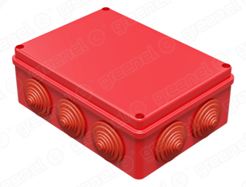 GREENEL Коробка распр. наружн. 190х140х70мм, IP55, 10 гермовводов (20шт), красный