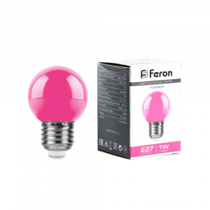 FERON Лампа светодиодная LB-37 Шарик E27 1W розовый