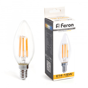 FERON Лампа светодиодная, (15W) 230V E14 2700K прозрачная, LB-717