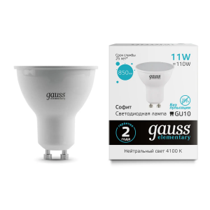 Лампа Gauss Elementary MR16 11W 850lm 4100K GU10 LED