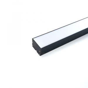 FERON Профиль алюминиевый "Линии света" накладной, черный, CAB257 с матовым экраном, 2 заглушками, 4 крепежами в комплекте